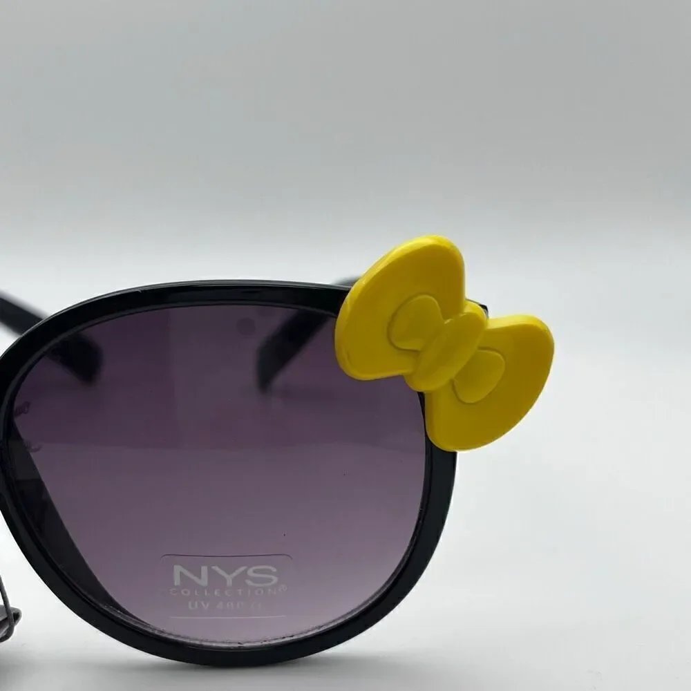NYS Colllection Womens Hello Kitty Ribbon 100 UV Protection Sunglasses Black NWT